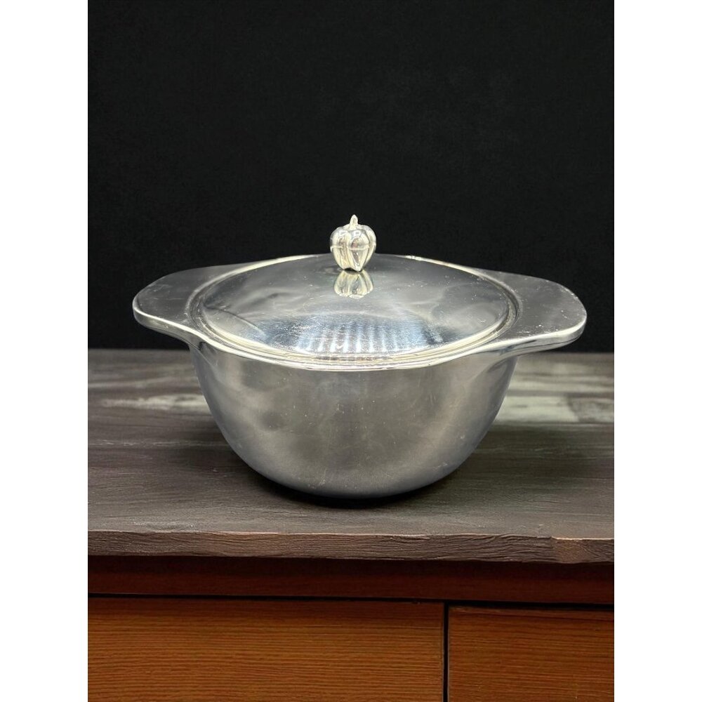 Vintage Bonjour Stainless Steel Insulated Double Wall Covered Bowl 8"